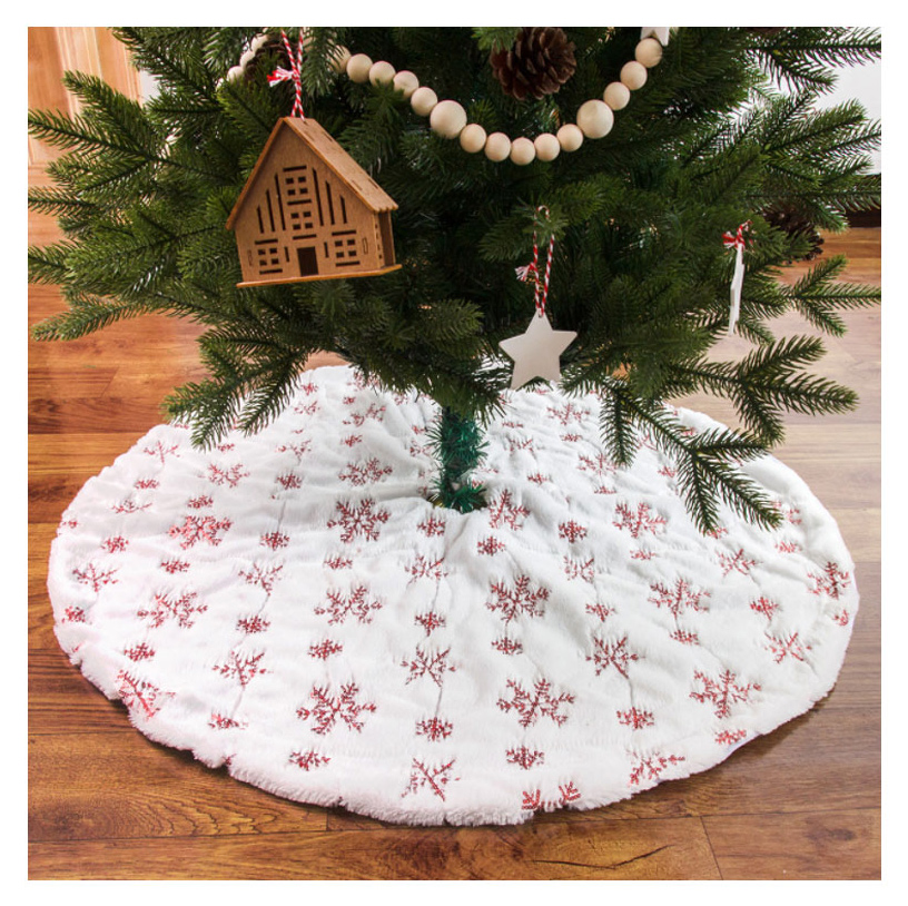 Plush Beaded Sequins Embroidered Christmas Tree Skirt