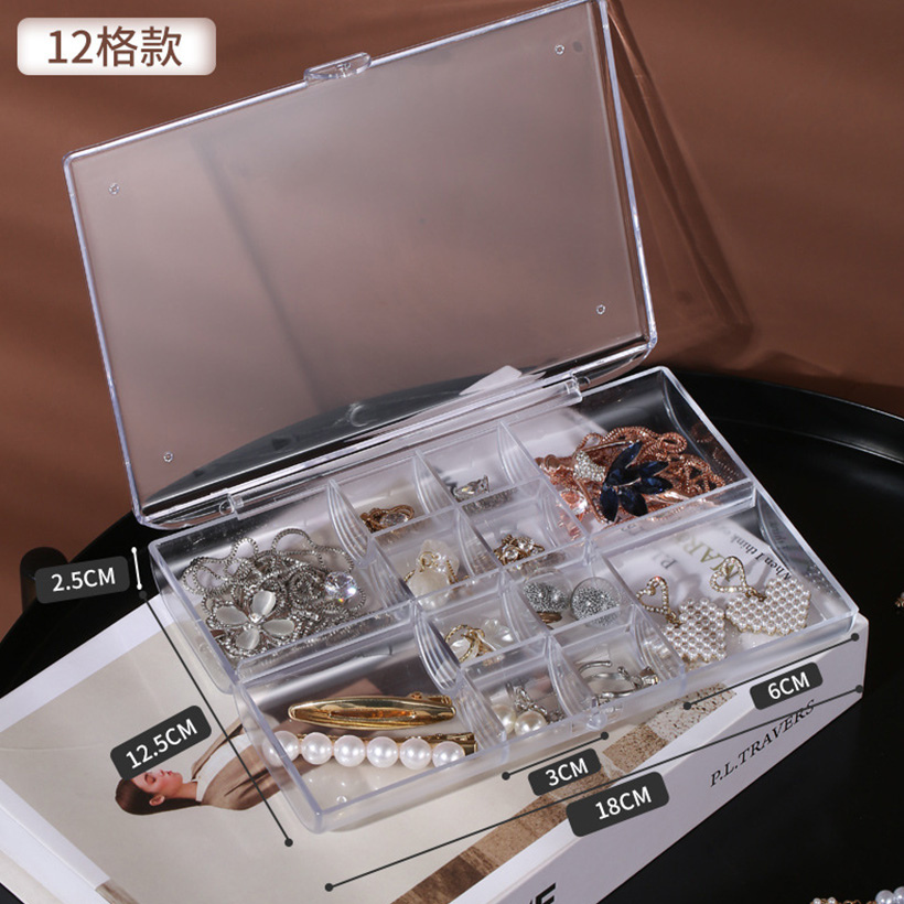 Portable Plastic Multi-grid Earring Box Jewelry Storage Box