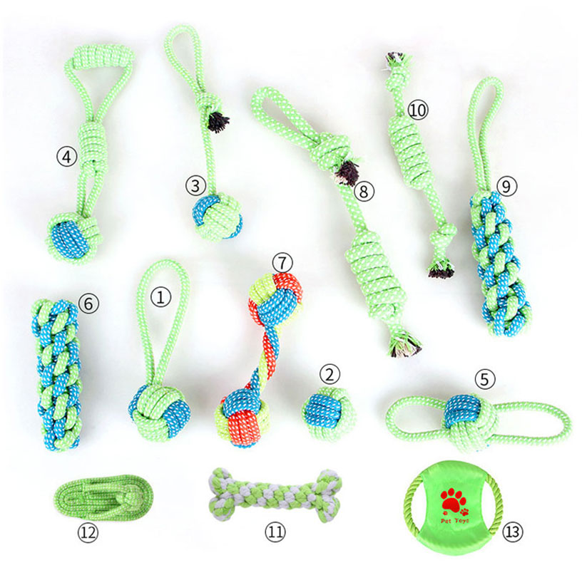 Dog Cotton Rope Toy Molar Tooth Cleaning Bite Rope Set
