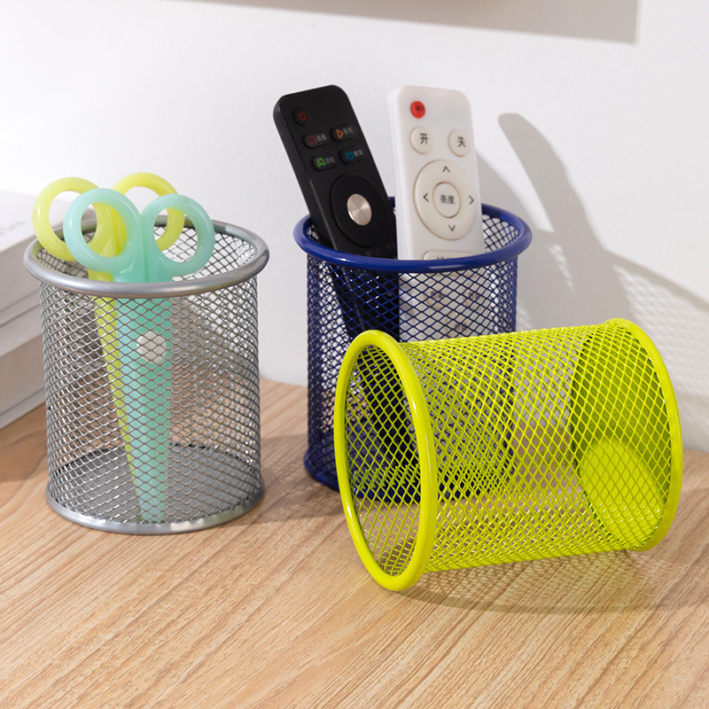 mesh metal round pencil cup pen holders 3
